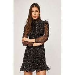 Answear - Sukienka. Czarne sukienki damskie ANSWEAR, na co dzień, s, w kwiaty, z elastanu, casualowe, z okrągłym kołnierzem, z długim rękawem, długie, midi, rozkloszowane. W wyprzedaży za 119,90 zł.