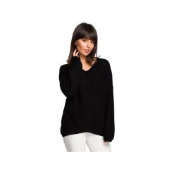 BK026 Sweter asymetryczny. Brązowe swetry damskie BE, bez wzorów, z jeansu, eleganckie, bez rękawów, bez kaptura. Za 129,00 zł.