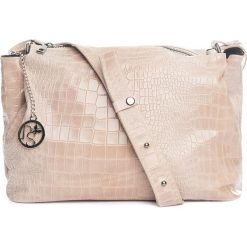 Torebki klasyczne damskie: Skórzana torebka w kolorze kremowym – 30 x 27 x 13 cm