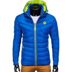 KURTKA MĘSKA PRZEJŚCIOWA PIKOWANA C363 - NIEBIESKA. Niebieskie kurtki męskie Ombre Clothing, s, bez wzorów, z poliesteru, bez kaptura. Za 69,00 zł.