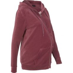 Bluza ciążowa z dzianiny welurowej nicki bonprix czerwony klonowy. Czerwone bluzy damskie bonprix, bez wzorów, z dzianiny, bez rękawów, z kapturem. Za 64,99 zł.