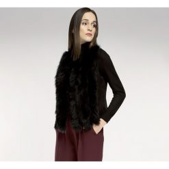 Kamizelka damska 85-9F-005-1. Czarne kamizelki damskie Wittchen, z haftami, z zamszu, eleganckie, bez kaptura. Za 699,00 zł.
