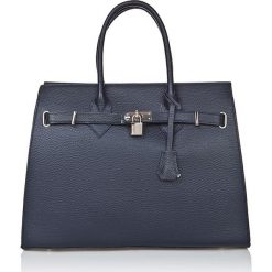 Torebki klasyczne damskie: Skórzana torebka w kolorze granatowym – 37 x 29 x 14 cm