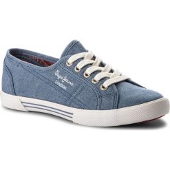 Tenisówki PEPE JEANS - Aberlady Eighty PLS30646 Azzurro 520. Niebieskie półbuty damskie Pepe Jeans, bez wzorów, z jeansu, bez zapięcia. W wyprzedaży za 169,00 zł.