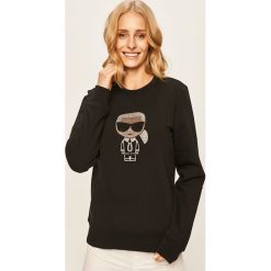 Karl Lagerfeld - Bluza. Czarne bluzy damskie KARL LAGERFELD, s, z aplikacjami, z bawełny, bez rękawów, bez kaptura. W wyprzedaży za 629,90 zł.
