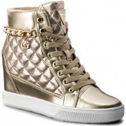 Sneakersy GUESS - Forty FLFRT1 LEL12 GOLD. Żółte sneakersy damskie Guess, z materiału. W wyprzedaży za 299,00 zł.