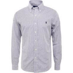 Polo Ralph Lauren NATURAL SLIM FIT Koszula black/white. Czarne koszule męskie slim Polo Ralph Lauren, m, bez wzorów, z bawełny, polo, bez rękawów. Za 419,00 zł.