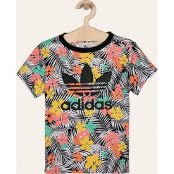 Adidas Originals - T-shirt dziecięcy 128-170 cm. Bluzki dziewczęce adidas Originals, bez wzorów, z bawełny, z okrągłym kołnierzem, z krótkim rękawem, krótkie, bez kaptura. Za 99,90 zł.
