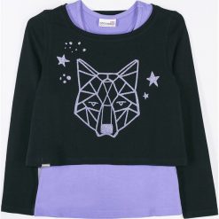 Coccodrillo - Longsleeve dziecięcy 128-158 cm. Czarne bluzki dziewczęce COCCODRILLO, z nadrukiem, z dzianiny, z okrągłym kołnierzem, długie. Za 69,90 zł.