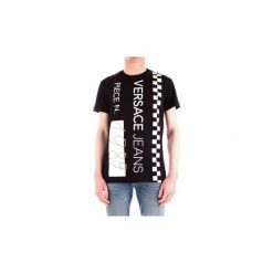 T-shirty z krótkim rękawem Versace Jeans B3GTB74B36590. Czarne t-shirty męskie Versace Jeans, s, bez wzorów, z jeansu, bez kołnierzyka, krótkie. Za 455,28 zł.