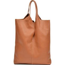 Shopper bag damskie: Skórzana torebka w kolorze koniaku – (D)42 x (S)38 cm