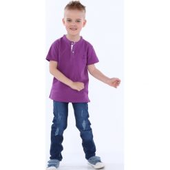 Koszulka chłopięca z guzikami fioletowa NDZ4471. Fioletowe t-shirty chłopięce Fasardi, bez wzorów, bez rękawów. Za 39,00 zł.