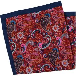 Kolorowa Męska Poszetka -CHATTIER- z Granatową Obramówką, Paisley, Łezki POSZCH0332. Poszetki męskie Chattier, w kolorowe wzory, z materiału, eleganckie. Za 27,00 zł.