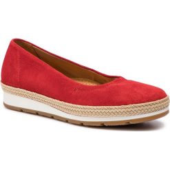 Espadryle GABOR - 22.400.48 Red. Czerwone espadryle damskie Gabor, bez wzorów, ze skóry, bez obcasa, na płaskiej podeszwie, bez zapięcia. Za 399,00 zł.