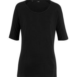 T-shirt z koronkową wstawką w rękawach bonprix czarny. Czarne t-shirty damskie bonprix, bez wzorów, z koronki, bez kołnierzyka. Za 44,99 zł.
