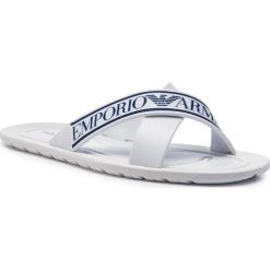 Klapki EMPORIO ARMANI - X4P079 XL293 A045 White/Night/White. Białe klapki męskie Emporio Armani, bez wzorów, ze skóry ekologicznej. Za 349,00 zł.