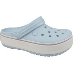 Crocs Crocband Platform Clog 205434-4JR. Niebieskie klapki damskie Crocs, bez wzorów, z materiału, bez obcasa. W wyprzedaży za 189,99 zł.