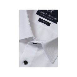 KOSZULA WHITE CUFFLINKS. Białe koszule męskie marki Guns&tuxedos, m, bez wzorów, eleganckie, z okrągłym kołnierzem, z krótkim rękawem. Za 139,99 zł.