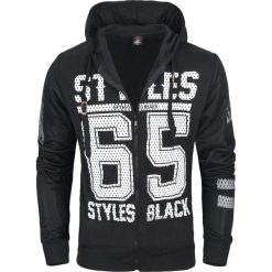 Bluza męska na suwak z kapturem czarna Recea. Czarne bluzy męskie Recea, m, bez wzorów, z bawełny, z kapturem, bez rękawów, z kapturem. Za 69,97 zł.