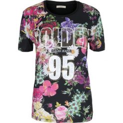 T-shirt Gaudi Jeans. Koszulki damskie Gaudi, na co dzień, bez wzorów, z jeansu, z włoskim kołnierzykiem, bez rękawów. Za 79,00 zł.