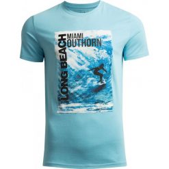 T-shirt męski TSM613 - jasny niebieski - Outhorn. Niebieskie koszulki męskie Outhorn, m, bez wzorów, bez kołnierzyka, bez rękawów. W wyprzedaży za 39,99 zł.