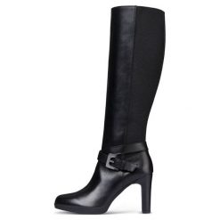 Geox Kozaki Damskie Annya High 37 Czarne. Czarne kozaki damskie Geox, ze skóry, eleganckie, bez obcasa, bez zapięcia. W wyprzedaży za 609,00 zł.