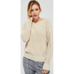 Sweter typu nietoperz z ażurową wstawką. Swetry damskie Moodo, m, bez wzorów, z bawełny, bez rękawów, bez kaptura. Za 89,99 zł.