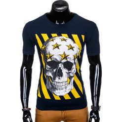 T-shirt męski z nadrukiem S980 - granatowy. Niebieskie t-shirty męskie Ombre Clothing, s, z nadrukiem, bez kołnierzyka. Za 19,99 zł.