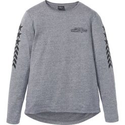 Shirt z długim rękawem i dużym nadrukiem z tyłu bonprix szary melanż. Szare koszulki męskie bonprix, s, z nadrukiem, bez kołnierzyka, z długim rękawem, długie. Za 54,99 zł.