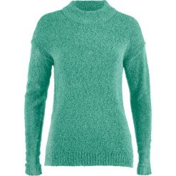 Swetry damskie: Sweter boucle bonprix zielony szałwiowy melanż