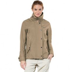 Kurtka funkcyjna "Newport" beżowym. Czarne kurtki damskie marki Jack Wolfskin, w paski, z materiału, małe. W wyprzedaży za 391,95 zł.