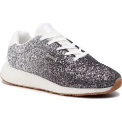 Sneakersy PEPE JEANS - Koko Glam PLS30839 Silver 934. Szare półbuty damskie Pepe Jeans, na co dzień, bez wzorów, z jeansu, bez obcasa, na płaskiej podeszwie, bez zapięcia. W wyprzedaży za 179,00 zł.