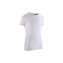 Koszulka krótki rękaw do tańca dla chłopców biała. Białe t-shirty chłopięce DOMYOS, bez wzorów, z elastanu, z krótkim rękawem. Za 44,99 zł.