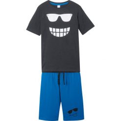 Shirt + krótkie spodnie (2 części) bonprix czarno-lazurowy niebieski. Czarne t-shirty chłopięce bonprix, z nadrukiem, z krótkim rękawem. Za 49,99 zł.