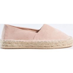 Tomsy damskie: Welurowe espadryle na platformie - Różowy