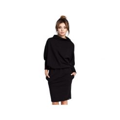 B032 Stylowa sukienka mini z rękawami kimono. Niebieskie sukienki damskie BE, xl, bez wzorów, eleganckie, z kominem, bez rękawów, mini. Za 139,00 zł.