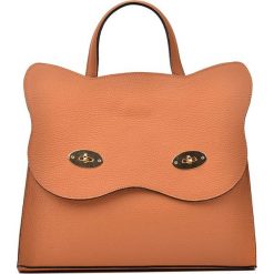 Torebki klasyczne damskie: Skórzana torebka w kolorze koniaku – 31 x 24 x 11 cm