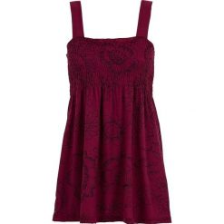 Top bonprix jeżynowo-lila. Fioletowe bluzki damskie marki bonprix, z nadrukiem, bez kołnierzyka, bez rękawów. Za 74,99 zł.