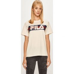 Fila - T-shirt. Czarne bluzki damskie Fila, s, z nadrukiem, z bawełny, z okrągłym kołnierzem. W wyprzedaży za 119,90 zł.