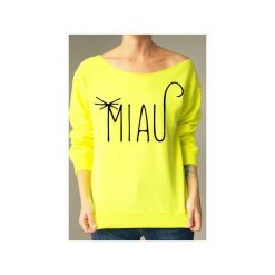Miau fluo żółta z. Żółte bluzy damskie marki One mug a day, s, z nadrukiem, z bawełny, bez rękawów, bez kaptura. Za 139,00 zł.