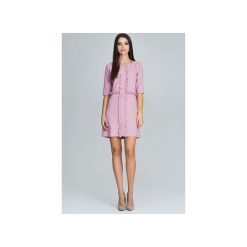 Sukienka M618 Róż. Różowe sukienki damskie FIGL, na co dzień, xl, bez wzorów, eleganckie, z falbankami, bez rękawów. Za 169,00 zł.