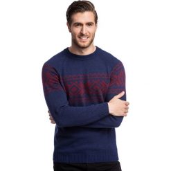 Sweter LEONE SWGR000333. Czerwone swetry męskie Giacomo Conti, na zimę, m, bez wzorów, z wiskozy, z okrągłym kołnierzem, bez kaptura. Za 299,00 zł.