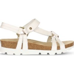 Sandały Panama Jack. Białe sandały damskie marki Panama Jack, bez wzorów, z bawełny, eleganckie, bez obcasa, na rzepy. Za 259,90 zł.