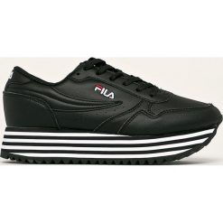 Fila - Buty skórzane Orbit Zeppa Stripe. Czarne buty sportowe damskie Fila, bez wzorów, ze skóry, sportowe. Za 389,90 zł.