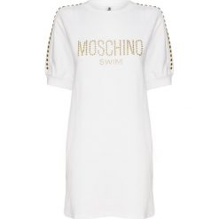 Sukienka MOSCHINO UNDERWEAR. Czarne sukienki damskie Moschino Underwear, bez wzorów, z bawełny, bez kołnierzyka, bez rękawów. Za 990,00 zł.