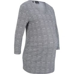 Shirt ciążowy w kratę glencheck bonprix szary w kratę. Szare bluzki ciążowe bonprix, bez wzorów, bez kołnierzyka, bez rękawów. Za 44,99 zł.