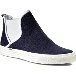 Półbuty CARINII - B3009 Jeans/Nappa Biała. Niebieskie creepersy damskie Carinii, z jeansu, na płaskiej podeszwie. W wyprzedaży za 149,00 zł.