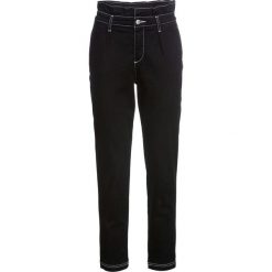 Dżinsy "paperbag" bonprix czarny denim. Czarne jeansy damskie bonprix. Za 89,99 zł.