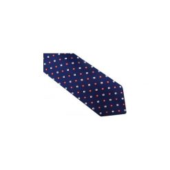 Granatowy krawat w biało-czerwone kwadraty D80. Czerwone krawaty męskie Modini Moda Męska, na co dzień, bez wzorów, z tkaniny, casualowe. Za 49,50 zł.