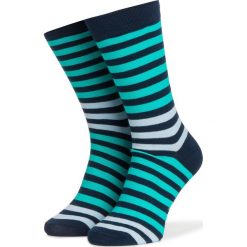 Skarpety Wysokie Męskie DOTS SOCKS - DTS-SX-153-X Granatowy Zielony. Niebieskie skarpetki męskie Dots Socks, bez wzorów, z elastanu. Za 19,90 zł.